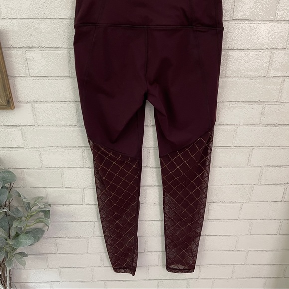 VICTORIA’S SECRET Victoria Sport Maroon & Gold Knockout Tight Leggings - Picture 6 of 10